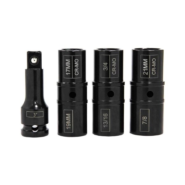 PK Tools 1/2" Dr Metric & SAE Impact Flip Socket Set - 4pc