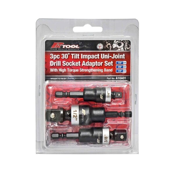 PK Tools 30 Tilt Impact Uni-Joint Drill Socket Adaptor Set 3pc