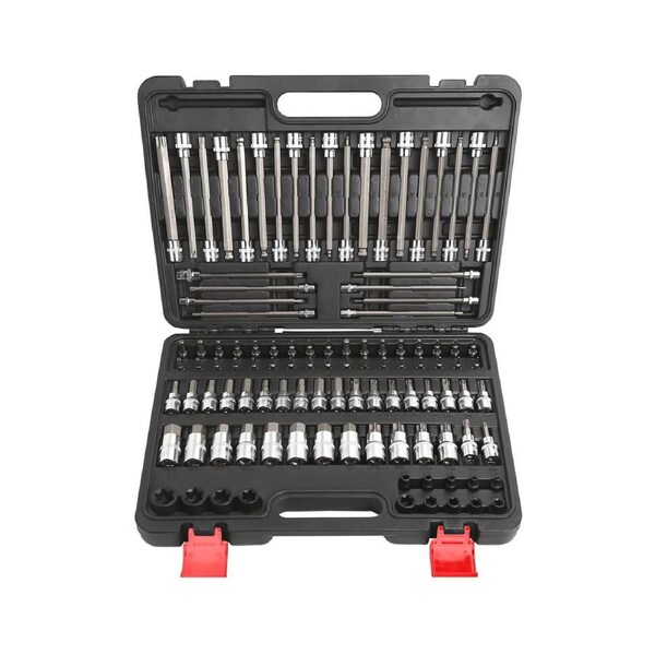 Pk Tools Bits Socket Set Long, Short Hex, Tamper & E-Star - 107pc