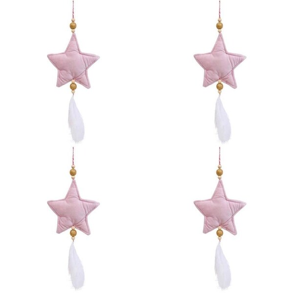 4x LVD Hanging Star Home/Christmas Ornament Christmas Decor 14cm Pink Velvet