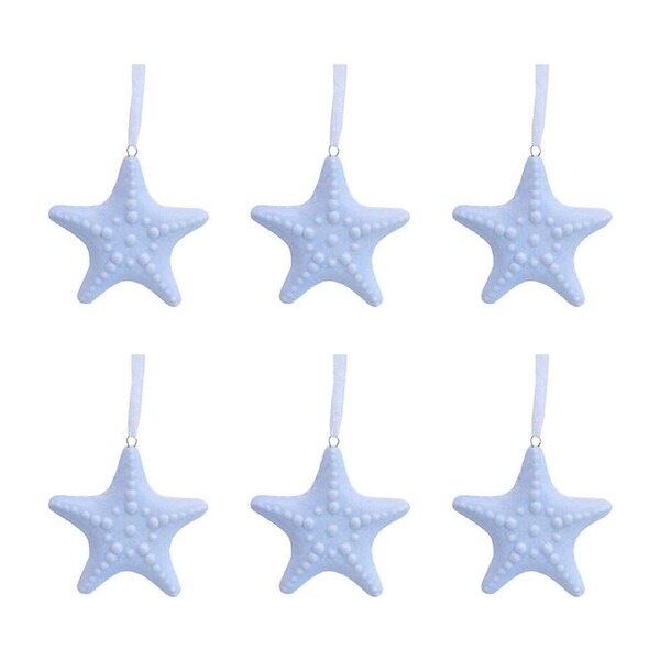 6x LVD Ceramic Hanging Starfish Living Room Ornament X-mas Decor 8x8cm Tidal