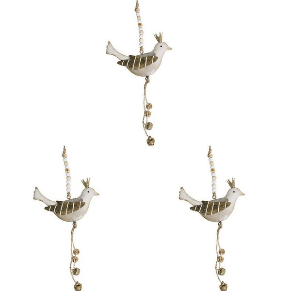 3x LVD Hanging Angelic Bird Metal/Beads Ornament Home Christmas Decor 28cm