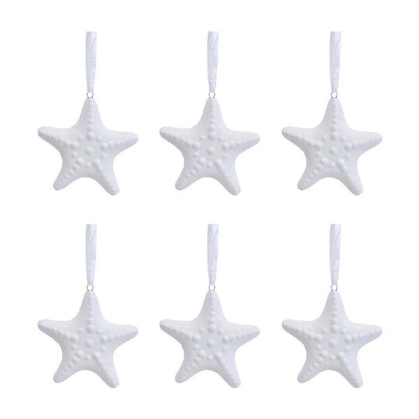 6x LVD Ceramic Hanging Starfish Living Room Ornament X-mas Decor 8x8cm White