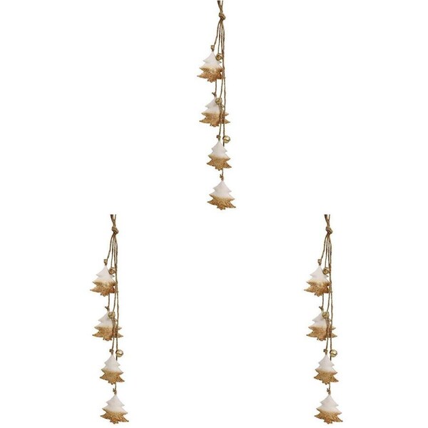 3x LVD Hanging Tree Ornament Home/Christmas Hanger Decor Gold Cluster 5x40cm