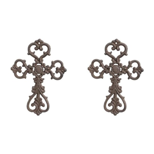 2x LVD Wall Cross Cast Iron Hanging Ornament Home/Lounge Vintage Decor Medium