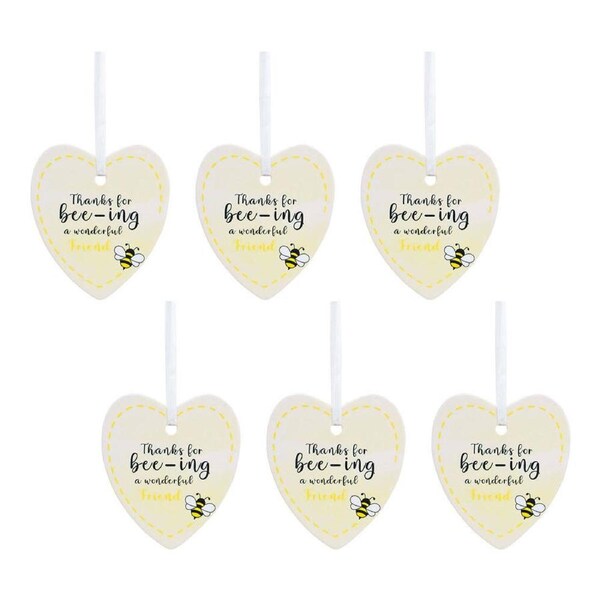 6x LVD Bee Heart Friends Ceramic Hanging Ornament Home/Garden Decor Charm 9cm
