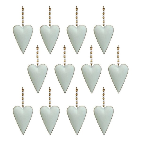 12x LVD Metal Hanging Heart Home/Garden/Patio Ornament Display Decor 8x11cm Aqua