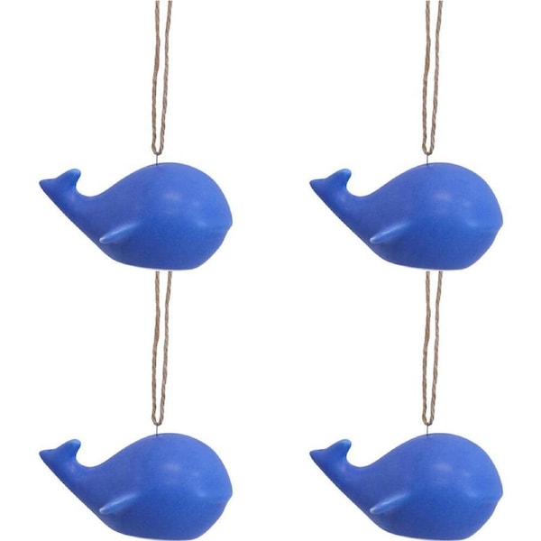 4x LVD Ceramic Hanging Whale Home/Office Ornament Display Decor 11x6cm Blue