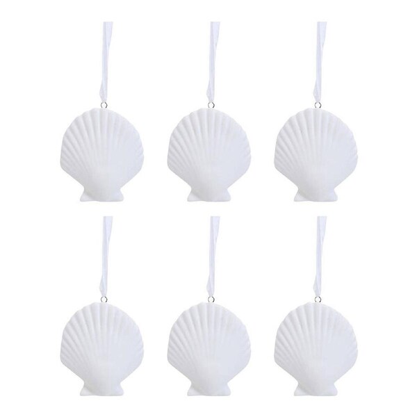 6x LVD Ceramic Hanging Shell Home/Office Ornament Display Decor 8x6cm White
