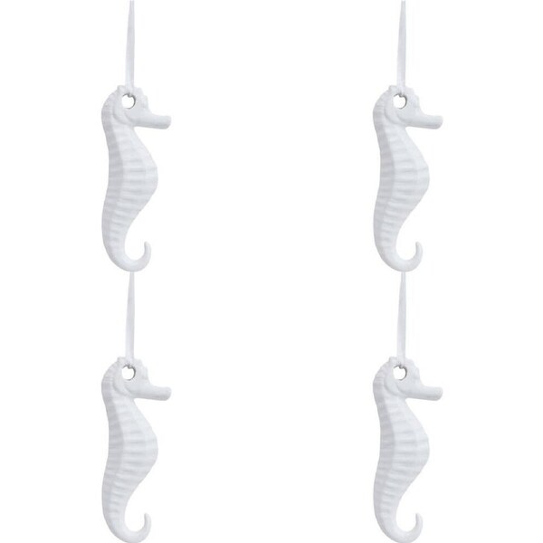 4x LVD Ceramic Hanging Seahorse Home/Office Durable Display Decor 12x5cm White