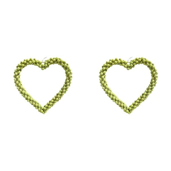 2x LVD Bead Heart Hanger Wooden Hanging Ornament Home/Garden Decor Green 17cm