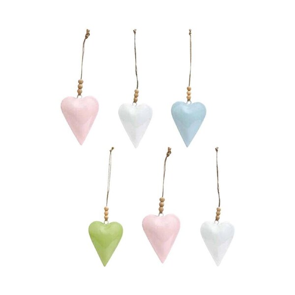 6x LVD Long Heart Hanger Piece Wooden Ornament Home/Garden Decor 9cm Assorted