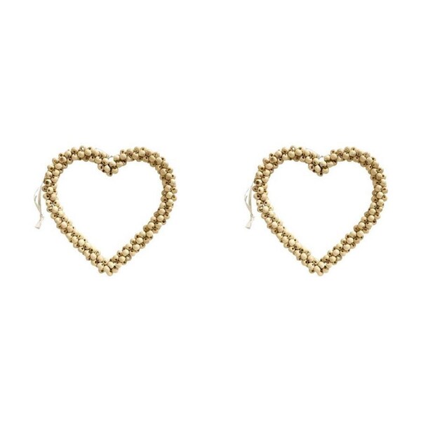 2x LVD Bead Heart Hanger Wooden Hanging Ornament Home/Garden Decor Ivory 17cm