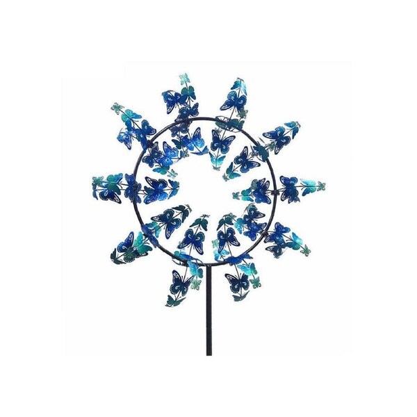 Metal Wind Spinner Butterfly Home/Garden Display Decor 90x225cm Blue Wave