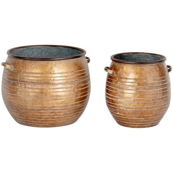2pc Pot Set Moon Home/Garden/Patio Indoor Plant/Planter Display Decor Bronze