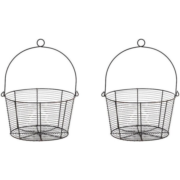 2x Wire Basket Durable Pot/Plant Cover Horiz Home/Garden Decor 30x30cm Black