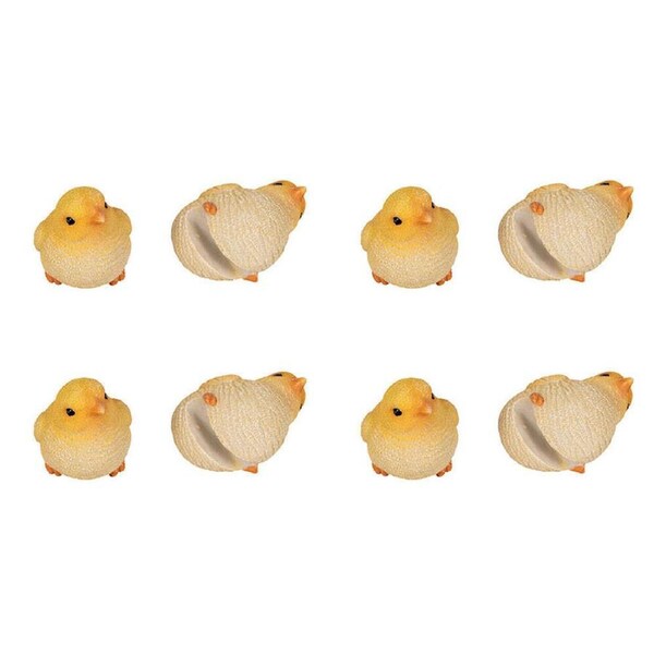 8x Polyresin Fixed Gap Chick Pot Sitters Home/Garden Plant Pot Decor Assorted