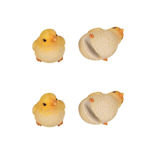 4x Polyresin Fixed Gap Chick Pot Sitters Home/Garden Plant Pot Decor Assorted