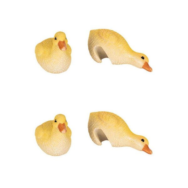 4x Polyresin Fixed Gap Duckling Pot Sitters Home/Garden Plant Pot Decor Assorted