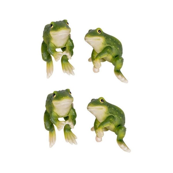 4x Polyresin Fixed Gap Frog Pot Sitters Home/Garden Plant Pot Decor Assorted
