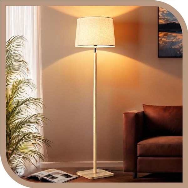 Krear Floor Lamp Wooden Stand Light Home Living Room Office Reading Light Natural