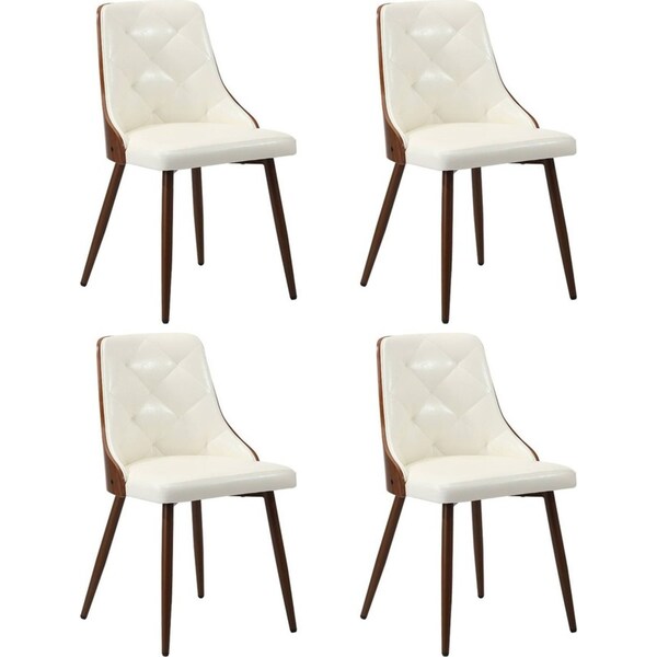 Oikiture Dining Chairs Kitchen Accent Lounge PU Leather x4 White