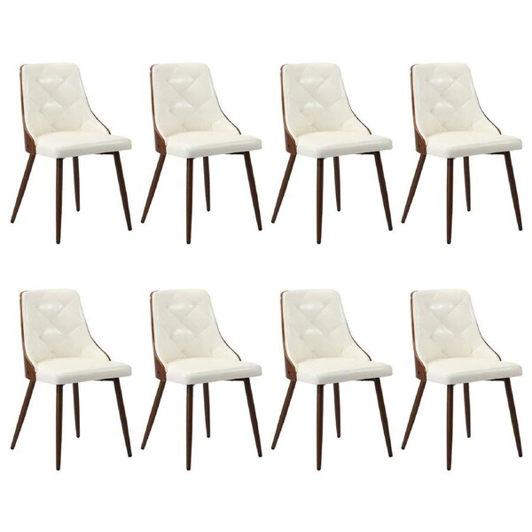 Oikiture Dining Chairs Kitchen Accent Lounge PU Leather x8 White