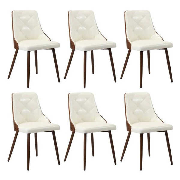 Oikiture Dining Chairs Kitchen Accent Lounge PU Leather x6 White