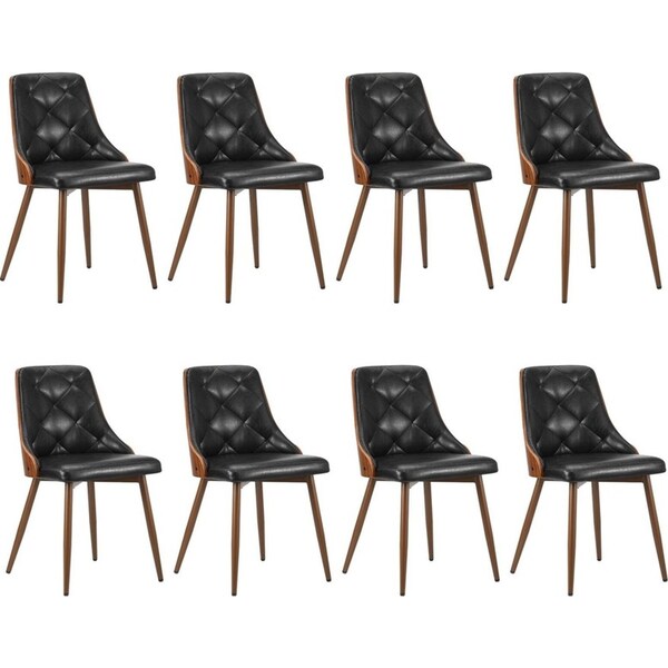 Oikiture Dining Chairs Kitchen Lounge Cafe Seat Retro PU Leather x8 Black