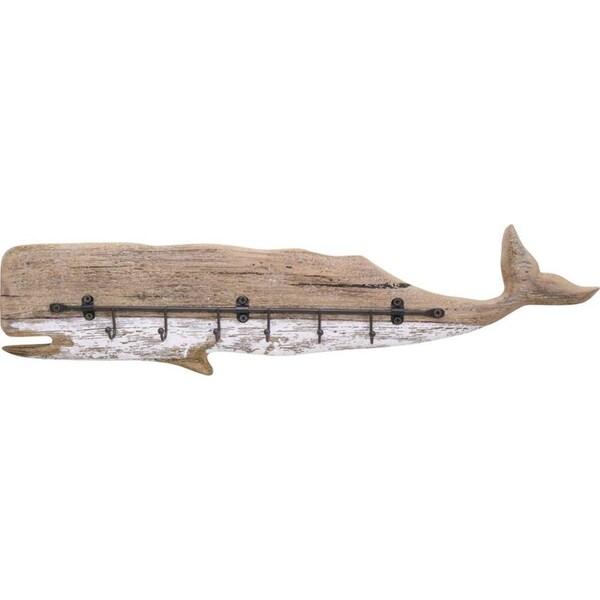 LVD Reclaimed Wood Rustic Whale Hook/Hanger Home Display Decor 50.5x11cm