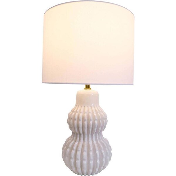 LVD Ceramic/Cotton Lamp Home/Room/Office Tabletop Decor 28x34cm Malabar Ivory