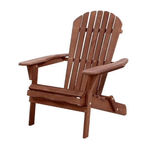 Adirondack Outdoor Chair Wooden Foldable Beach Chair Patio Brown 88x70x52.5cm