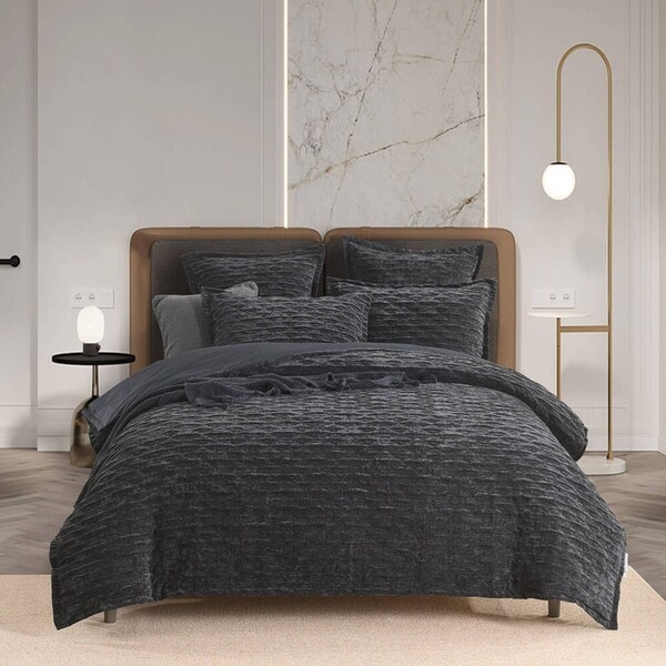 Renee Taylor Charlotte Jacquard Euro Pillowcase Pillow Cover Square 65cm Onyx