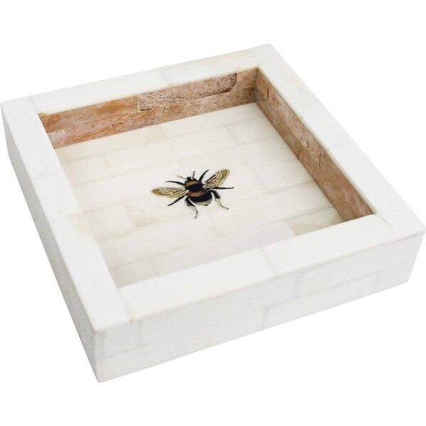 LVD Wooden Bee Tray Trinket Box Square Home/Lounge Tabletop Decor 13.97cm