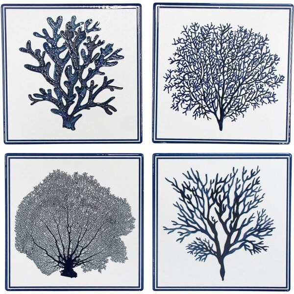 4pc LVD Ceramic Coasters Home/Dining Table Protector Square 9x9cm Classic Coral