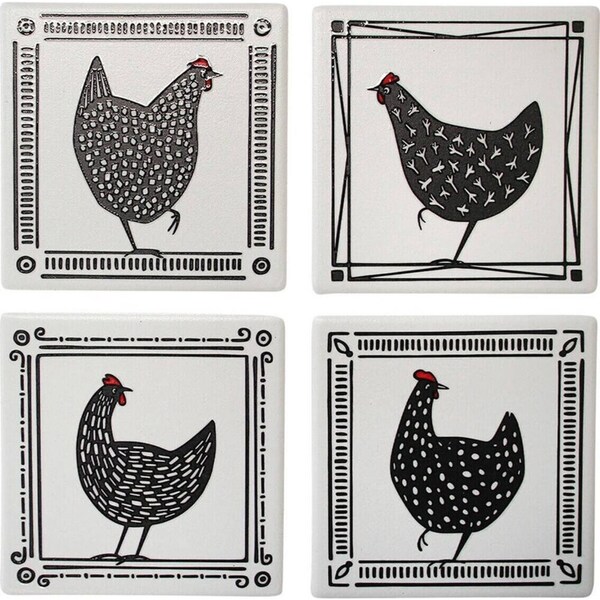 4pc LVD Ceramic Coasters Home/Dining Table Protector Square 9x9cm Cluckers