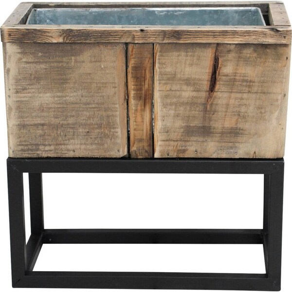 LVD Wood/Metal Planter On Stand Home/Garden Decor Plant Box 38x19cm Rustic