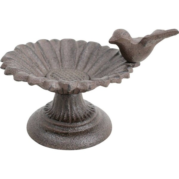 LVD Cast Iron Bird Feeder Pedestal Home/Garden Outdoor Decor 17x11cm Brown