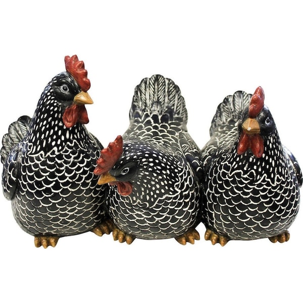 LVD Resin Three Chicken Friends Figurines Home/Garden Decor Display 30cm Black