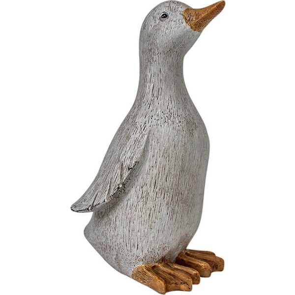 LVD Resin Duck Sitting Small Figurines Home/Garden Display Decor 10cm White
