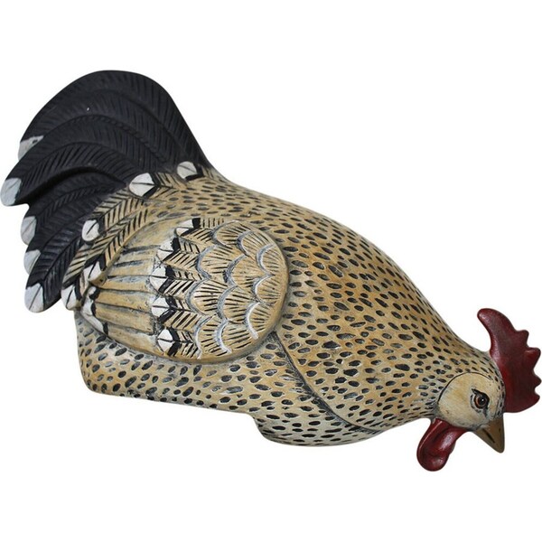 LVD Resin Hen Sitting Figurines Home/Garden Decor Display 31x19cm Grey Wash