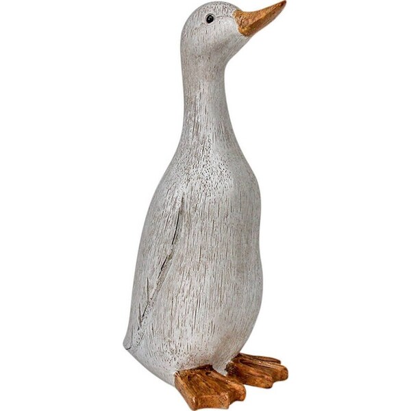 LVD Resin Duck Sitting Large Figurines Home/Garden Display Decor 30cm White