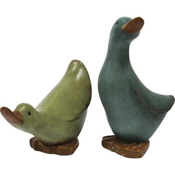 2pc LVD Coloured Ducks Resin Sculpture Tabletop Figurine Home/Office Decor