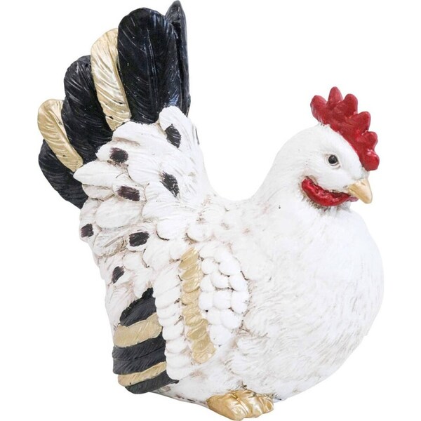 LVD Sitting Chicken Resin Sculpture Figurine Home/Garden Decor 17cm White