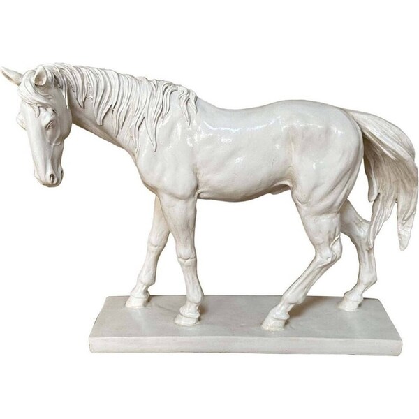 LVD Horse Resin Figurine Tabletop Sculpture Home/Office Decor 30cm White