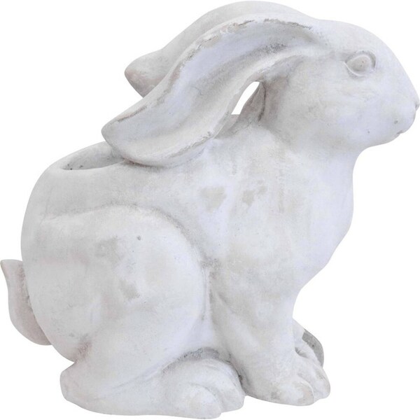 LVD Concrete Hare Planter Sculpture Home/Garden/Patio Decor 28.5x27cm White