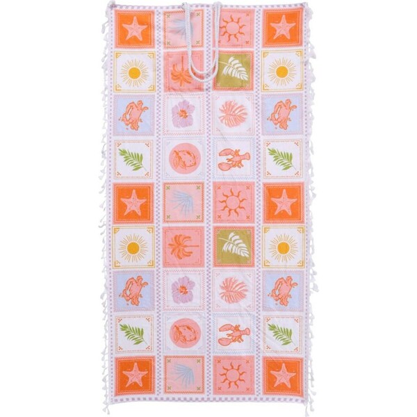 LVD Kids Microfibre Beach Towel In Bag Quick-Dry 70x140cm Pastel Postcards