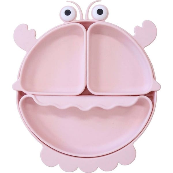4pc LVD Silicone Bowl Set Kids/Baby Feeding Dinnerware 27cm Pink Crabulous