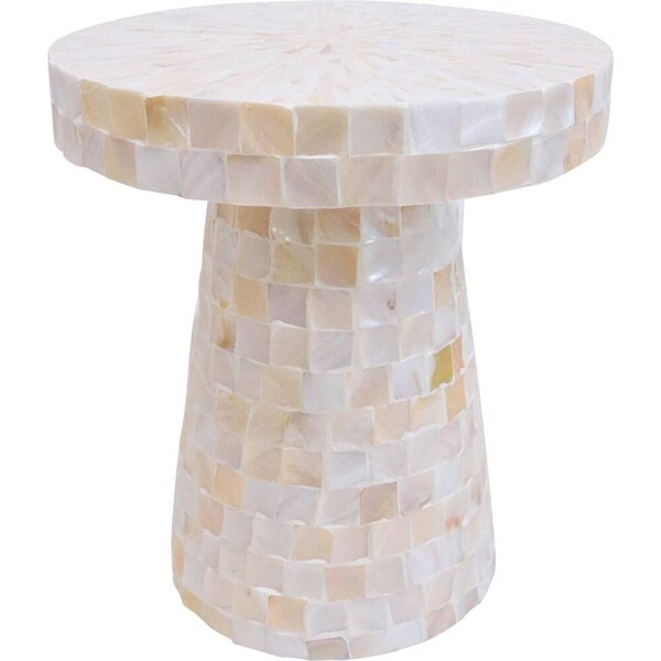 LVD Round Side Table Nord Mop Home/Lounge Display Decoration 40x45cm White