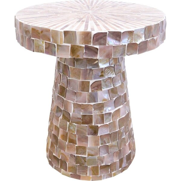 LVD Round Side Table Pinto Mop Home/Lounge Display Decoration 40x45cm Brown